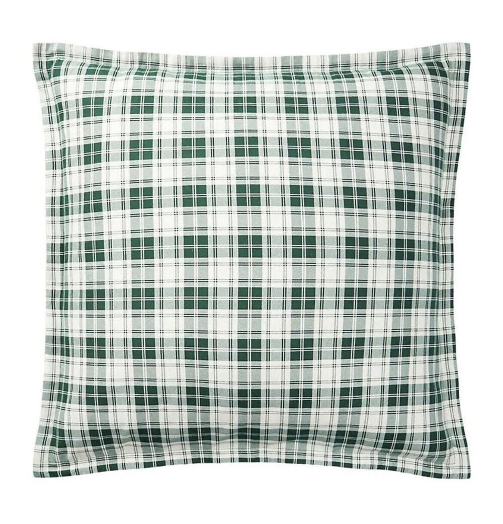 Ralph Lauren FLANNEL Ulster Plaid Euro Pillow Sham GREEN $135